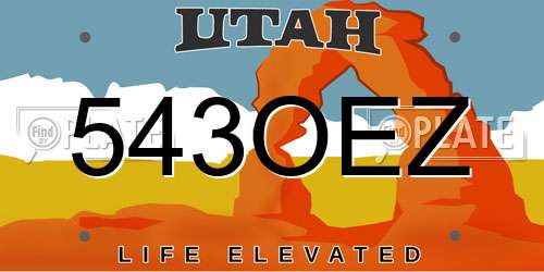 543OEZ Utah License Plate