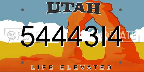 54443I4 Utah License Plate