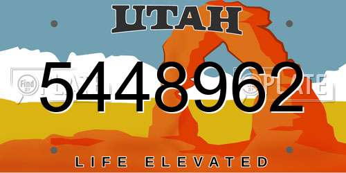 5448962 Utah License Plate