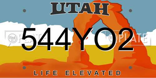 544YO2 Utah License Plate