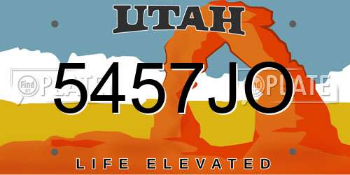 5457JO Utah License Plate
