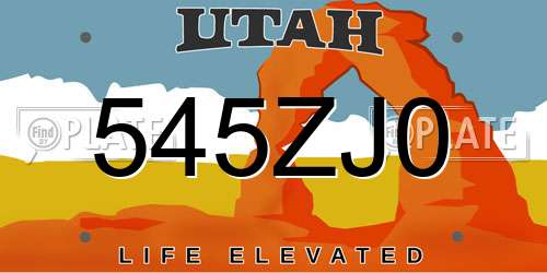 545ZJ0 Utah License Plate