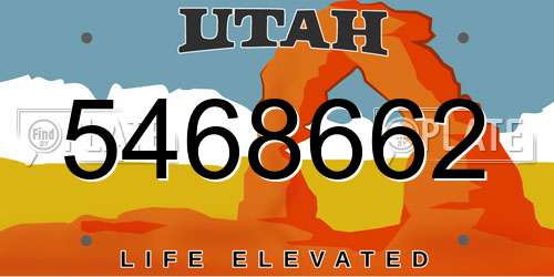 5468662 Utah License Plate