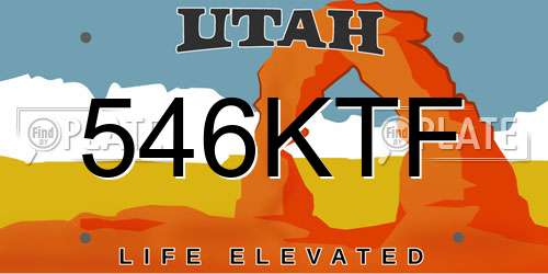 546KTF Utah License Plate