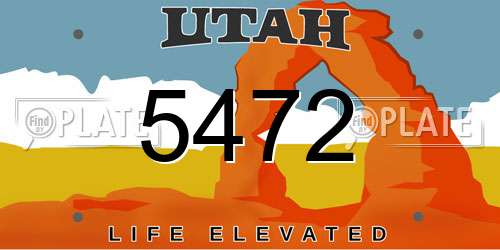 5472 Utah License Plate