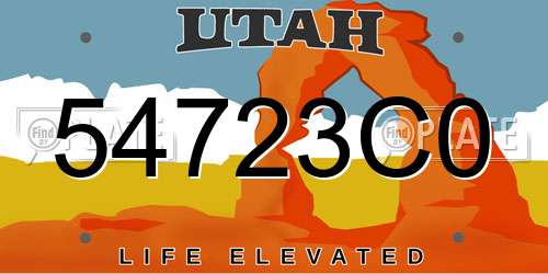 54723C0 Utah License Plate