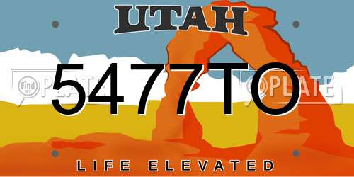 5477TO Utah License Plate