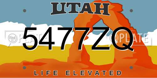 5477ZQ Utah License Plate