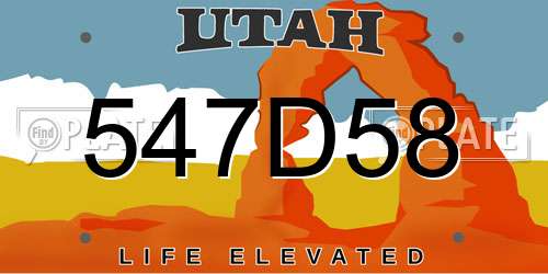 547D58 Utah License Plate