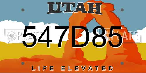 547D85 Utah License Plate