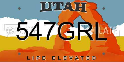 547GRL Utah License Plate