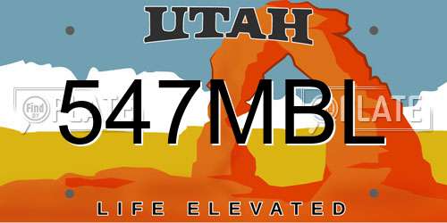 547MBL Utah License Plate
