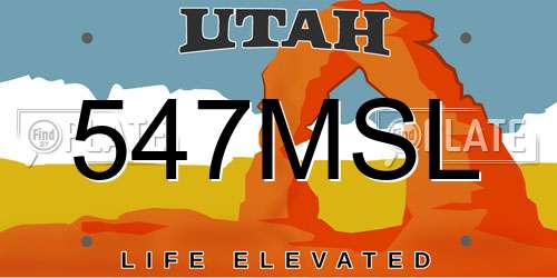 547MSL Utah License Plate