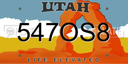 547OS8 Utah License Plate
