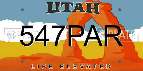 547PAR Utah License Plate