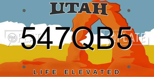 547QB5 Utah License Plate