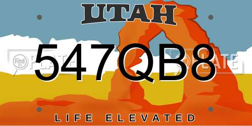 547QB8 Utah License Plate