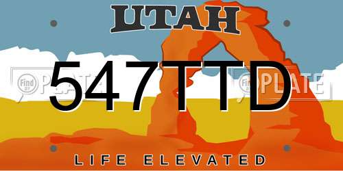547TTD Utah License Plate