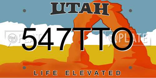 547TTO Utah License Plate