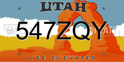 547ZQY Utah License Plate