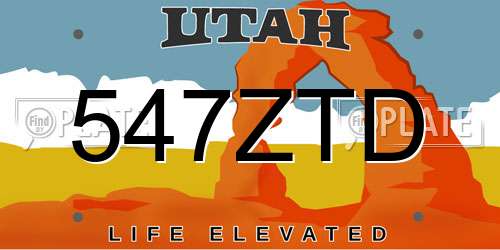 547ZTD Utah License Plate
