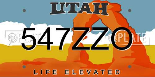 547ZZO Utah License Plate
