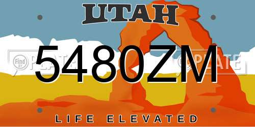 5480ZM Utah License Plate