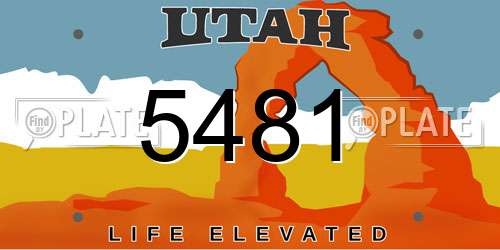 5481 Utah License Plate