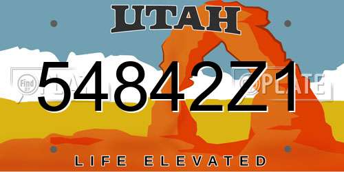 54842Z1 Utah License Plate