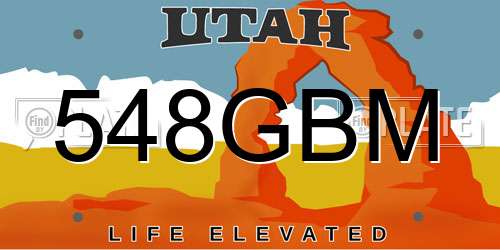 548GBM Utah License Plate