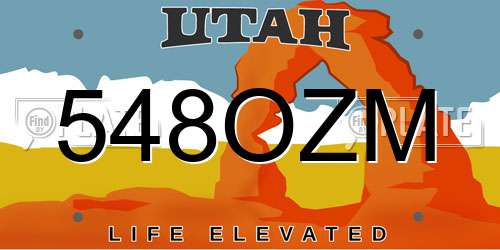 548OZM Utah License Plate