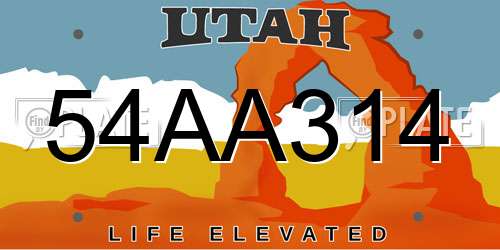 54AA314 Utah License Plate