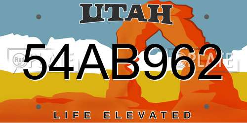 54AB962 Utah License Plate