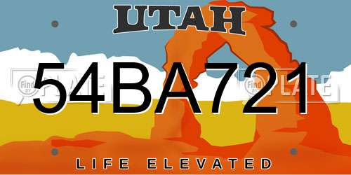54BA721 Utah License Plate