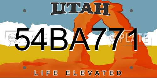 54BA771 Utah License Plate