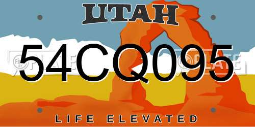 54CQ095 Utah License Plate