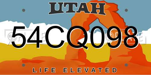 54CQ098 Utah License Plate