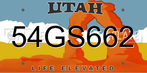 54GS662 Utah License Plate