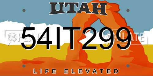 54IT299 Utah License Plate
