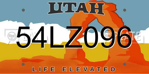 54LZ096 Utah License Plate