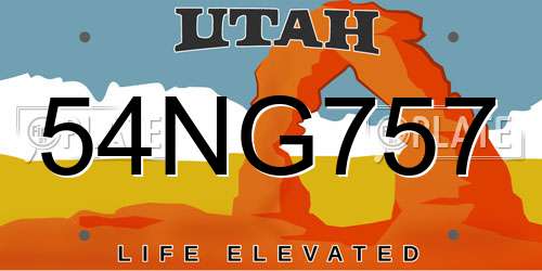 54NG757 Utah License Plate