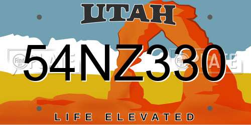 54NZ330 Utah License Plate