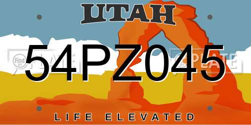 54PZ045 Utah License Plate