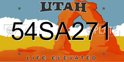 54SA271 Utah License Plate