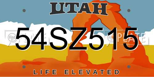 54SZ515 Utah License Plate