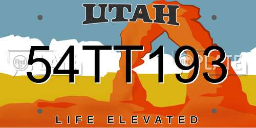 54TT193 Utah License Plate