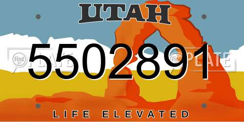 5502891 Utah License Plate