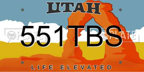 551TBS Utah License Plate