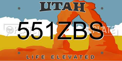 551ZBS Utah License Plate