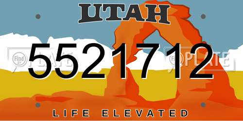 5521712 Utah License Plate